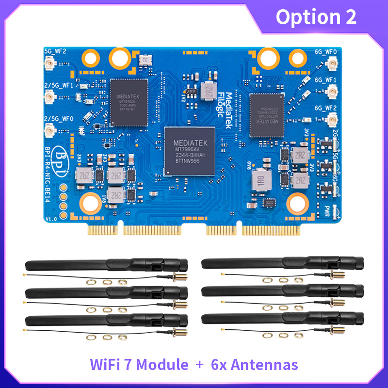Bananapi Bpi R4 Wifi 7 - Module WiFi 7 BPI-R4-NIC-BE14 avec antennes
