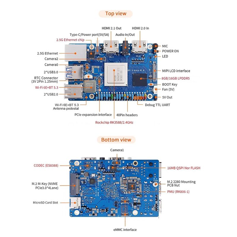 ABRI-For Orange Pi 5 Ultra RK3 - Rk3588 Mini Pc Board avis et prix